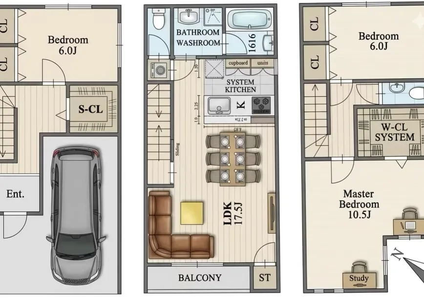 「荒本｜フルリノベ×ガレージ付 3階建て邸