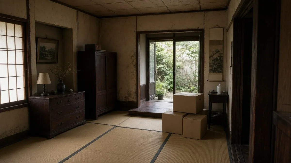 家具や荷物が残る部屋